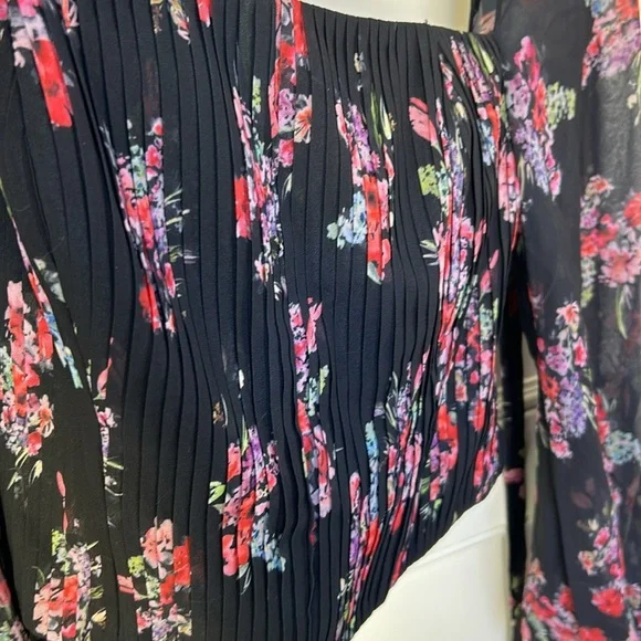 AMUR Beverly Top Sheer Long Sleeve Floral Black Corset Womens size Large - Picture 3 of 15